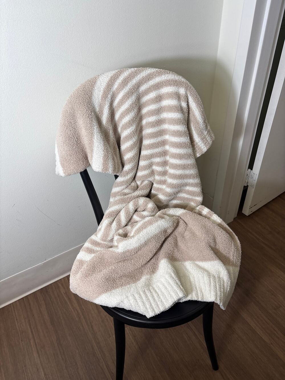 Barefoot Dream Cozy Chic Off White Tan Stripe Blanket